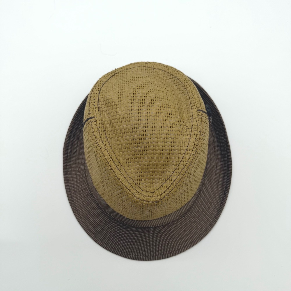 Scala Pronto Straw Fedora Hat Tan Brown Short Brim One Size Button Woven Boho - Picture 10 of 10